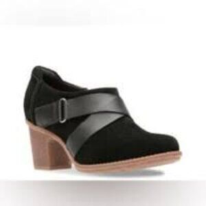 Clarks Collection Emmes Black Suede Leather Ankle Bootie Size 9M